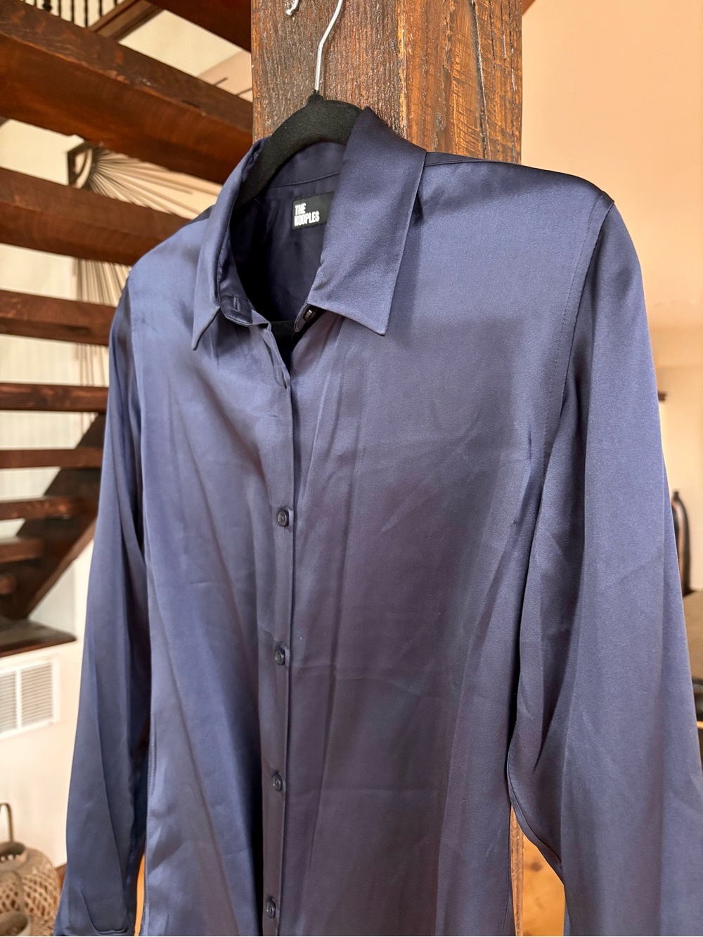 THE KOOPLES 100% Silk Navy Button-Down Blouse NWT Size Small - Picture 7 of 12